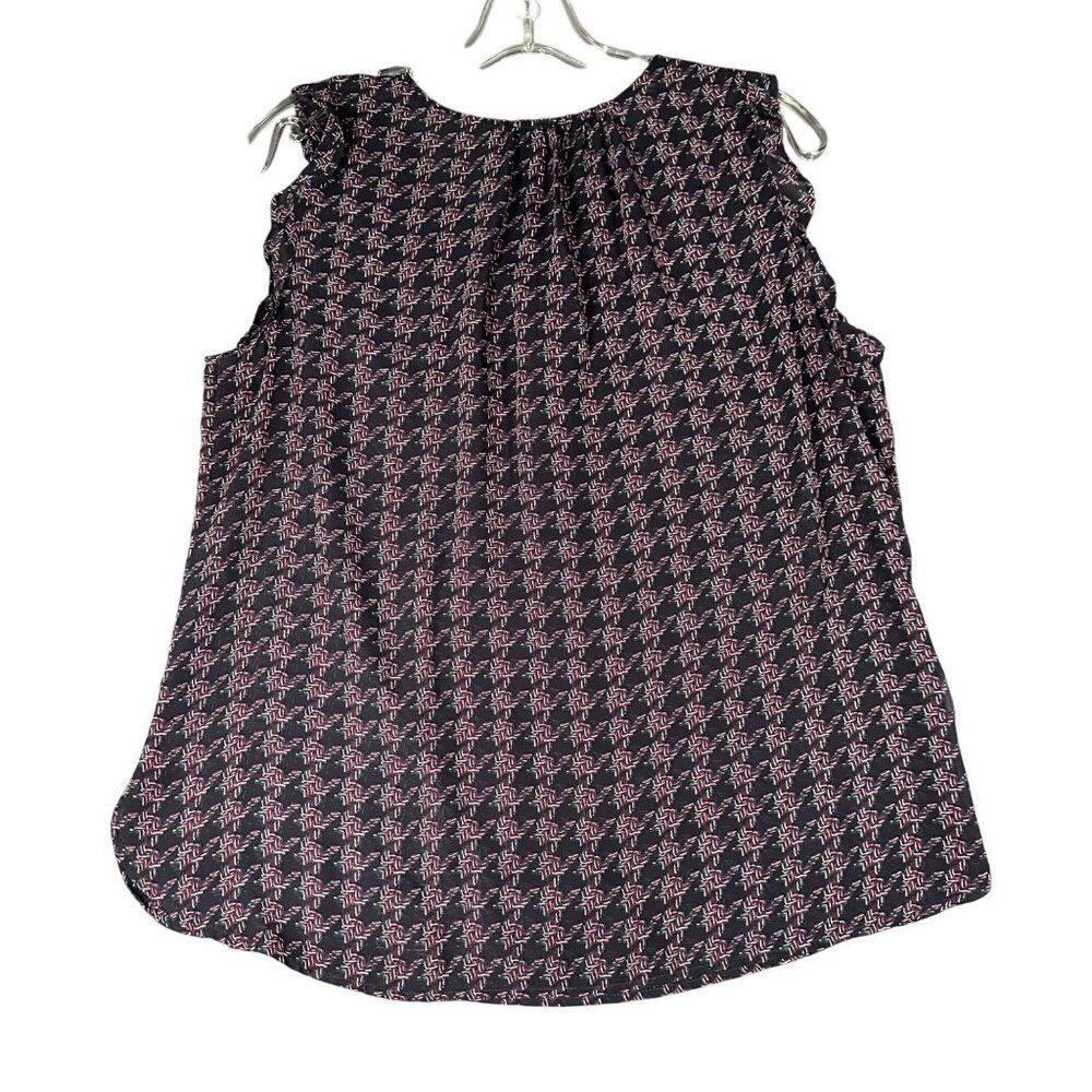 Ann Taylor Factory Womens LP Sleeveless Ruffle Sleeve Split Neck Shell Tank Top - Picture 7 of 7